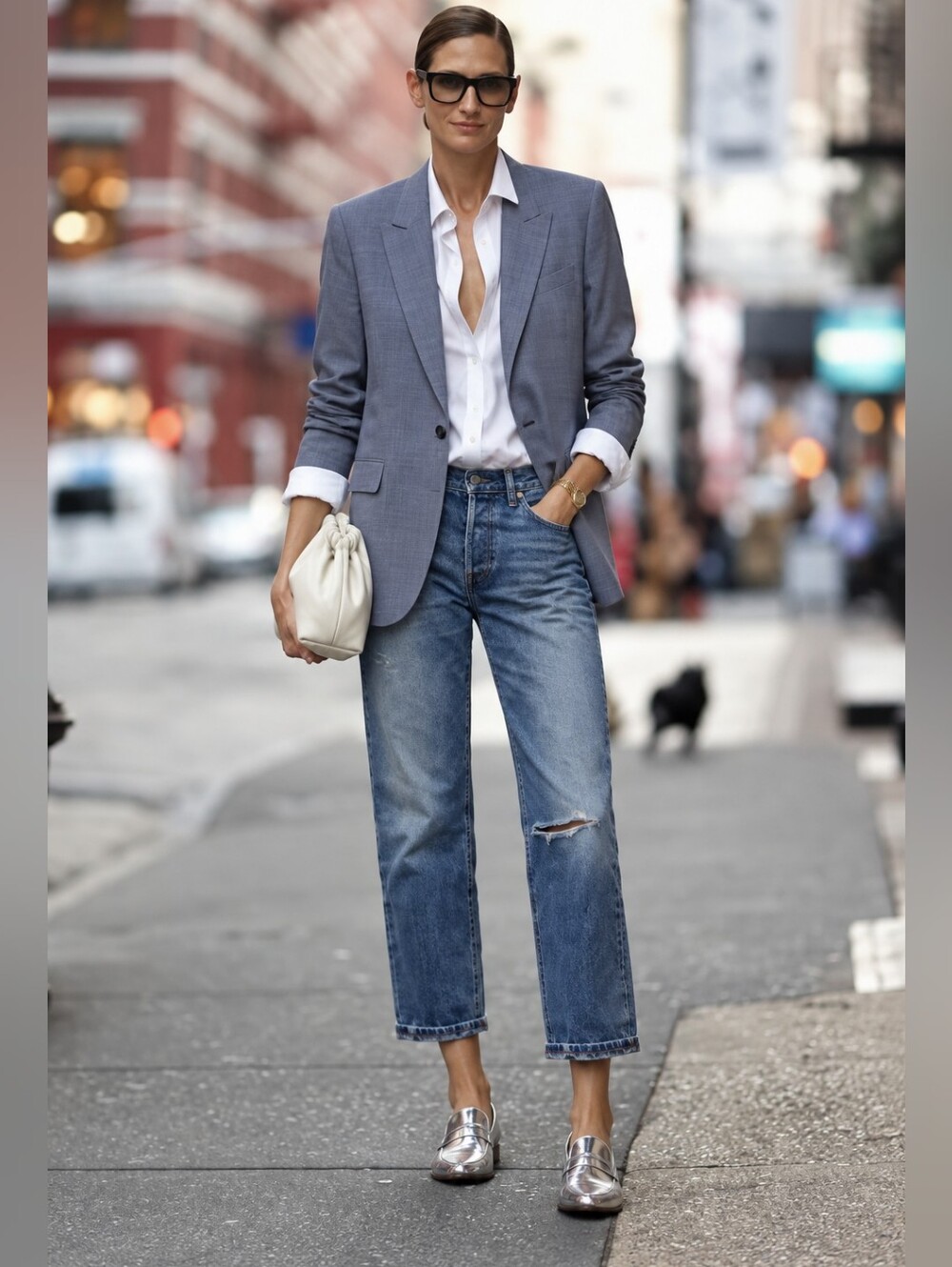 Theory Gabe B 2 Urban Blazer Jacket Women's 8 Blue Wool Notched Lapel 1 Button - Picture 2 of 12